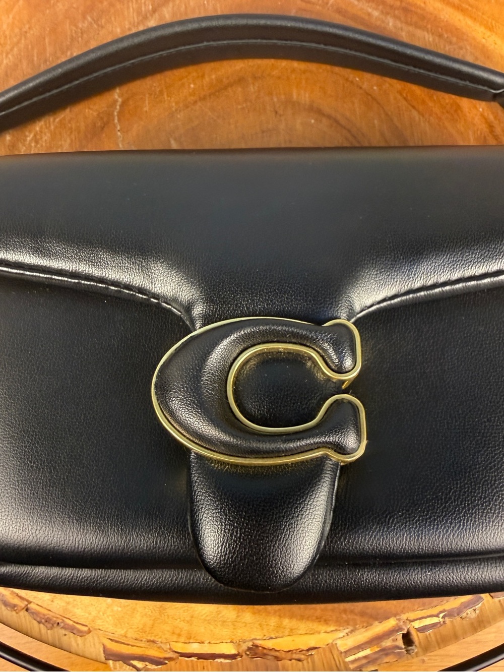Coach Pillow Tabby Shoulder Bag 18 Black Leather Brass Hardware C3880 Like New - Picture 10 of 16